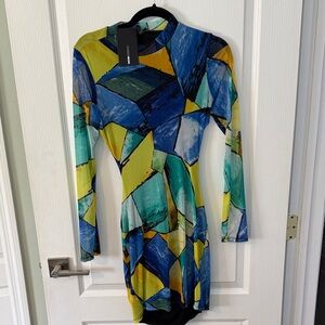 Fashion Nova Lena’s Bestie Mesh Mini Dress Colorful Geometric